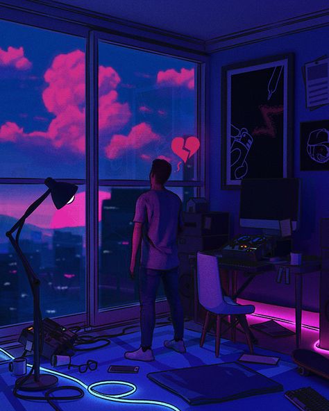 lofi Illustrations on Behance Android Drawing, Lofi Images, Emotion Pictures, Lo-fi Wallpaper, Gud Night, Memory Illustration, Asthetic Pics, Synthwave Art, Chill Wallpaper