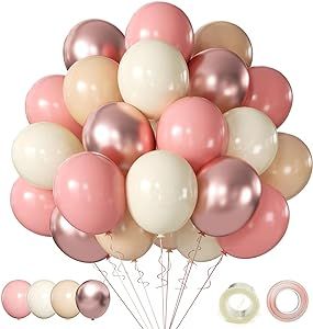 60 Balloons, Blush Balloons, 27th Birthday, Rose Gold Balloons, Balloon Ribbon, Balloon Kit, Rose Gold Party, Boho Birthday, Pink Metallic