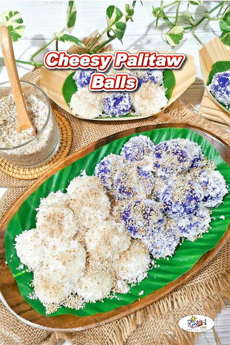 Palitaw Recipe, Recipe Filipino Food, Pinoy Recipe, Homemade Chocolate Ice Cream, Pinoy Dessert, Filipino Food Dessert, Glutinous Rice Flour, Filipino Desserts, Cheese Ball Recipes