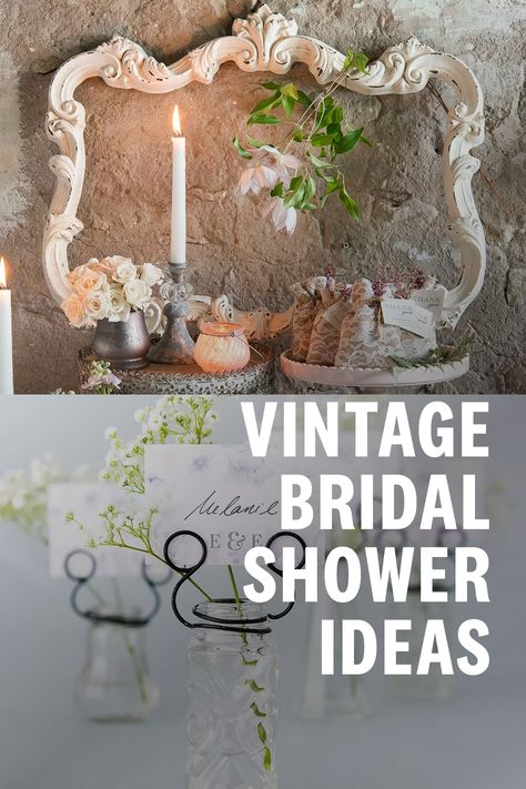 Vintage Themed Bridal Shower Ideas, Bridal Shower Display Ideas, 1940s Bridal Shower Theme, Bridal Shower Round Table Decor, Vintage Wedding Shower Ideas Decorating, Vintage Fall Bridal Shower Ideas, Southern Wedding Shower Ideas, Unique Bridal Shower Decor, Vintage Boho Bridal Shower Ideas