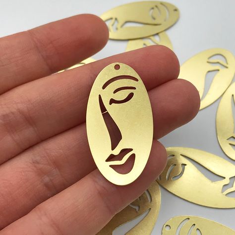 Glow Forge Necklace, Metal Cutout Jewelry, Metal Plate Jewelry, Laser Cut Wood Jewelry, Laser Cut Wood Earrings, Laser Cut Wood Crafts, Abstract Jewelry, Face Pendant, Laser Cut Jewelry