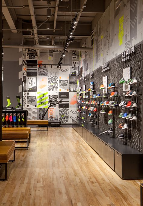 Nike - David A. Nice Builders, Inc. Running Store Design, Retail Store Design Boutiques, Kids Clothing Store Design, Rak Display, New Balance Store, Shoe Store Design, Digital Retail, Cycle Store, Bicycle Store