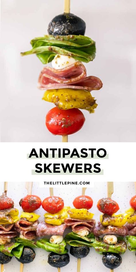 *NEW* Gorgeous meets delicious meets convenient meets festive, these antipasto skewers are the salad you love, in snackable, shareable form #antipastoskewers #lowcarbantipastoskewers Keto Antipasto, Cauliflower Pizza Bites, Antipasto Skewers, Skewer Appetizers, Delicious Appetizers, Antipasto Salad, Appetizer Platters, Pine Kitchen, Low Carb Snack