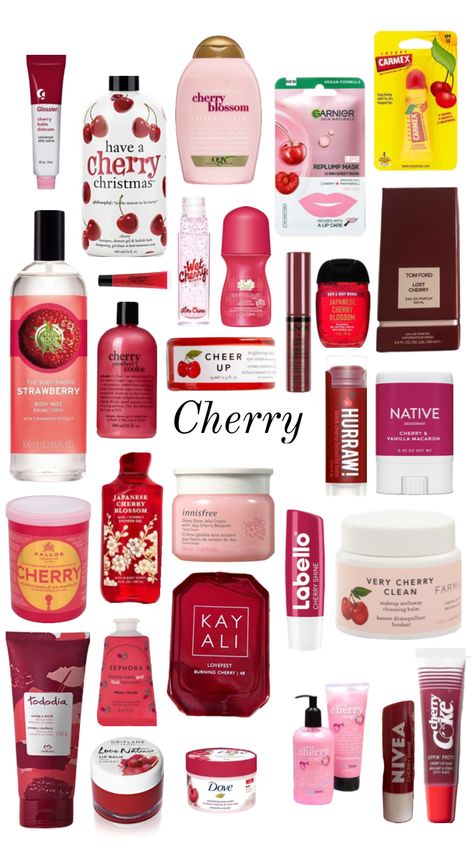 #cherry Cherry Body Mist, Cherry Body Products, Cherry Flavored Lip Gloss, Cherry Scent Combo, Cherry Lip Products, Sweet Cherry Perfume, Cherry Products Aesthetic, Smell Like Cherries, Cherry Shower Routine