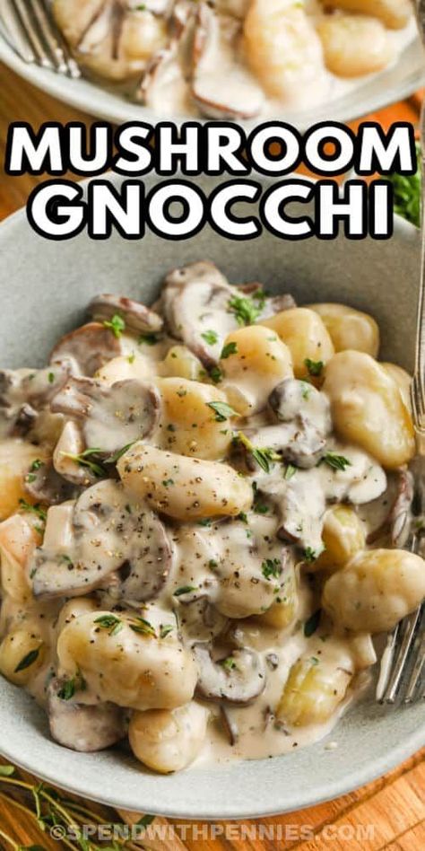 Mushroom Gnocchi, Gnocchi Recipes Easy, Gnocchi Dishes, How To Cook Gnocchi, Homemade Gnocchi, Creamy Mushroom Sauce, Spend With Pennies, Vegetable Casserole, Gnocchi Recipes