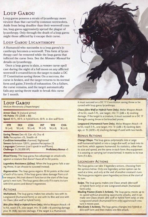 Dnd Lycan, Dnd Werewolf, Dnd Beasts, 5e Monsters, Dnd Creatures, Dnd Monster, Dungeons And Dragons Races, Shadow Wolf, Dnd Homebrew