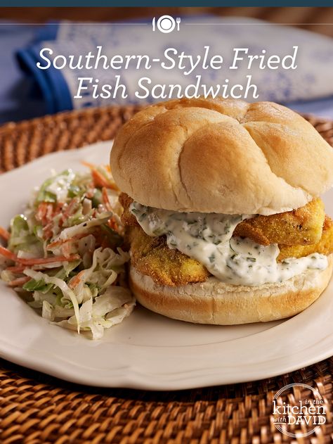 Dinner is served! Meet the best fish sandwich #recipe EVER! Fried Grouper, Fish Fillet Sandwich, Grouper Sandwich, Fried Fish Sandwich, Kardea Brown, Fish Sandwich Recipes, David Venable, Fish Sandwiches, Brown Food