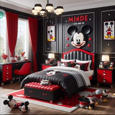 Mickey Mouse Room Ideas Boys, Disney Apartment Decor, Mickey Mouse Bedroom Ideas, Encanto House, Mickey Mouse Decor, Canopy Decor, Mickey Mouse Bathroom, Mickey Mouse Bedding, Disney House Ideas