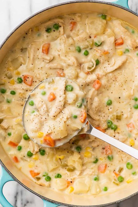 Easy Chicken Pot Pie Soup, Creamy Chicken Pot Pie Soup, Chicken Pot Pie Soup Recipe, Pot Pie Soup Recipe, Crockpot Chicken Pot Pie, Creamy Chicken Pot Pie, Chicken Pot Pie Filling, Homemade Chicken Pot Pie, Pot Pie Filling