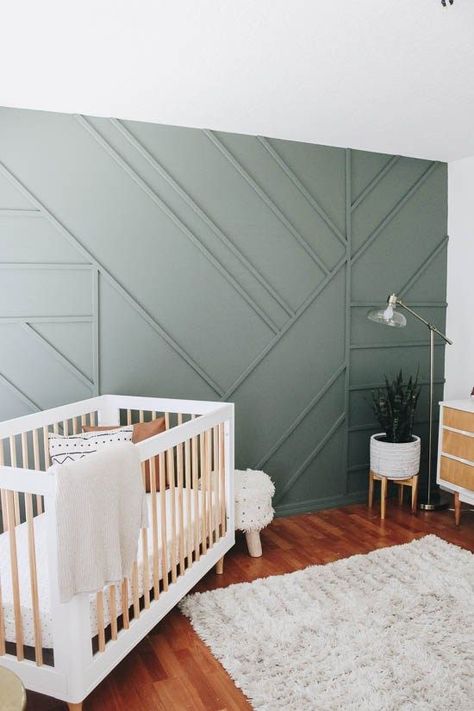 DIY Modern Wood Accent Wall + Neutral Nursery #accentwall #nursery #babyroom Modern Wood Accent Wall, Wood Feature Wall, Wooden Accent Wall, Bold Bedroom, Green Accent Walls, Diy Accent Wall, Homemade Cleaning, Colors Schemes, Wood Accent Wall