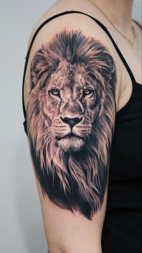 Lion In Jungle Tattoo, Fierce Lion Tattoo For Women, Lion Lioness Tattoo, Lion Portrait Tattoo, Native American Tattoo Art, Lion Tattoo For Women, Leo Lion Tattoos, Lioness And Cub Tattoo, Lion And Lioness Tattoo