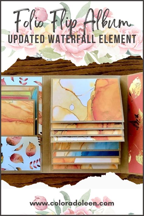 Join me on the blog for today's Updated Folio Flip Album! I found a better way to make the waterfall element and it is super Easy! The blog just has waterfall tutorial, Check out the YouTube video for the full tutorial! Waterfall Tutorial, Diy Mini Album Tutorial, Scrap Paper Crafts, Folio Books, Diy Mini Album, Small Booklet, Waterfall Photo, Mini Album Tutorial, Miss You Cards