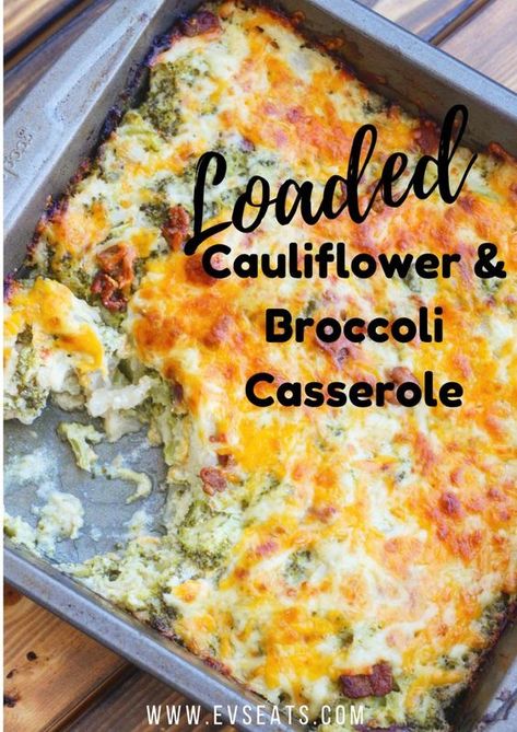 Cauliflower Broccoli Casserole, Cauliflower And Broccoli, Loaded Cauliflower, Broccoli Casserole, Keto Side Dishes, Keto Recipes Dinner, Diet Vegetarian, Easy Casserole Recipes, Broccoli And Cheese