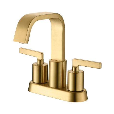 Ultra Faucets Ardua Collection Two-handle 4" Centerset Lavatory Faucet & Reviews | Wayfair Bathroom Plumbing Fixtures, Lake House Bathroom, Contemporary Bathroom Sinks, Push Pop, Coin Slot, Plumbing Bathroom, Bathroom Plumbing, Gold Chrome, Lavatory Faucet