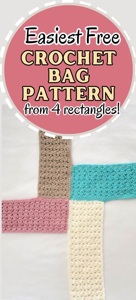 This easy crochet bag free pattern is made from 4 rectangles. It is perfect for spring and beginner friendly. This spring crochet bag made from rectangles is the perfect addition to any wardrobe. Simple, quick and fund crochet project everyone should try. How To Crochet Purse Handles, Easy Crochet Handbag, Bag Pattern Crochet Free, Crochet Bag From Rectangle, Easy Bag Crochet Pattern Free, Plastic Canvas Patterns Free Easy Bags, Simple Crochet Purses Free Pattern, Crochet Pocketbook Pattern Free, Crochet Totes Free Patterns