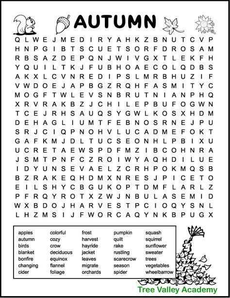 Celebrate the autumn season with this free printable difficult fall word search. 35 hidden autumn themed words in a 20 X 22 letter grid will make it challenging to find all the words. Difficulty level: hard. The pdf includes answers. Tree Valley Academy, Challenging Word Search Free Printable, Find A Word Free Printable, Word Search Printables Difficult, Autumn Word Search Free Printable, Thanksgiving Crossword Free Printable, Fall Puzzles Printables, Fall Word Search Free Printable, Hard Word Search Free Printable