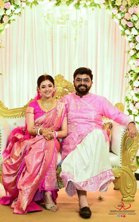 Bengali Wedding Reception Look, Telugu Wedding Aesthetic, Bengali Engagement Look, Bengali Wedding Couple Poses, Bengali Wedding Aesthetic, Bengali Reception Look, Bengali Reception Bridal Look, Butter Nan, Bengali Bride Reception Look