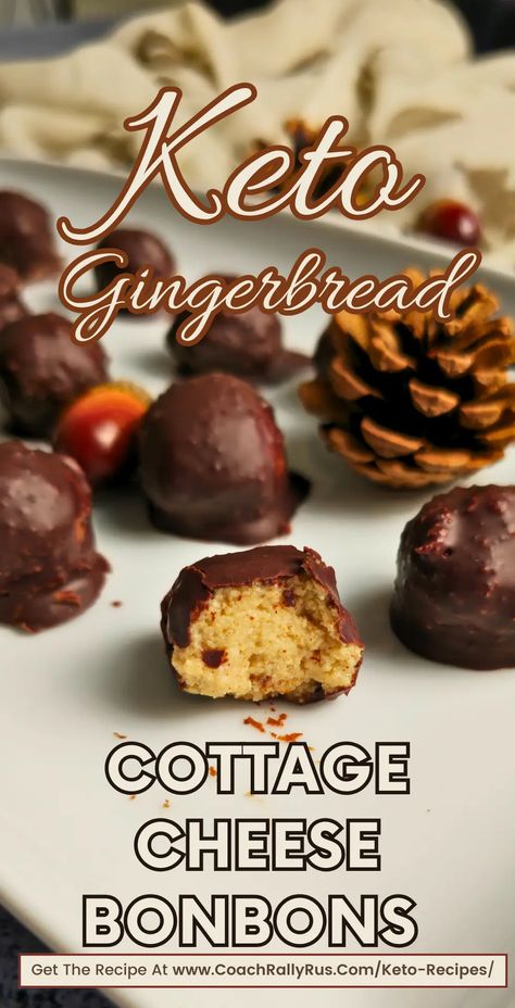 Indulge in keto-friendly, gluten-free, high-protein gingerbread bonbons. Made with almond flour, cottage cheese, and warm spices, these low-carb treats are sugar-free and diabetic-friendly, perfect for the holiday season. Cottage Cheese Bites, Gingerbread Protein, Keto Gingerbread, Cottage Cheese Dessert Recipes, Christmas Bars, Primal Diet Recipes, Low Carb Gingerbread, Cottage Cheese Desserts, High Protein Pancakes