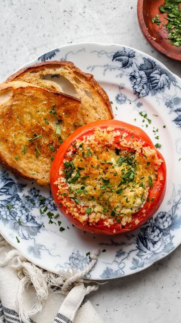 Stuffed Tomato, Stuffed Tomatoes, Summer Meal, Crusty Bread, Grated Parmesan Cheese, Red Pepper Flakes, Fresh Parsley, Cottage Cheese, Lemon Zest