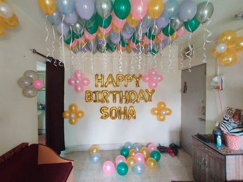 Airplane Birthday Party Decorations, At Home Birthday, Surprise Birthday Decorations, Birthday 21, Decoration For Party, Birthday Decorations At Home, Simple Birthday Party, Balloons Decoration, Airplane Birthday Party