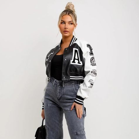 New drop alert! Faux leather varsity bomber jacket | 21.99 Use code NEW10 for 10% off your first purchase 💰 Shop link in bio <3 Follow for more weekly drops and discounts 🫶🏼 #varsityjacket #leatherjacket #fashion #ootd #outfitoftheday #jacket #streetstyle Baseball Varsity Jacket, Top Pick, Black Crop, Follow For More, Outfit Of The Day, Varsity Jacket, Bomber Jacket, Fashion Inspo, Coats Jackets