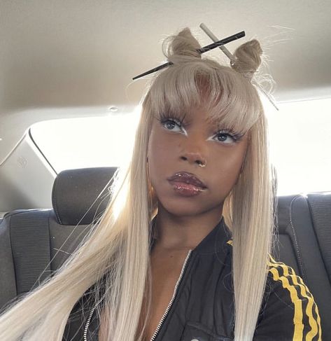 Blonde Bangs, Blonde Hair With Bangs, Dyed Hair Inspiration, Glam Hair, Platinum Blonde Hair, Front Lace Wigs Human Hair, Baddie Hairstyles, Blonde Wig, Different Hairstyles