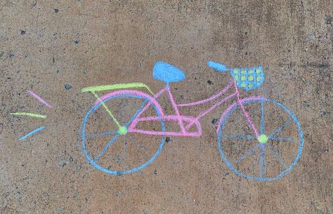 #bike #spring #chalk #sidewalk #sidewalkchalk Summer Sidewalk Chalk Art, Summer Sidewalk Chalk, Chalk Sidewalk, Fun Chalk Art, Babysitting Activities, Chalk Ideas, Hippie Bus, Sidewalk Chalk Art, Sidewalk Art