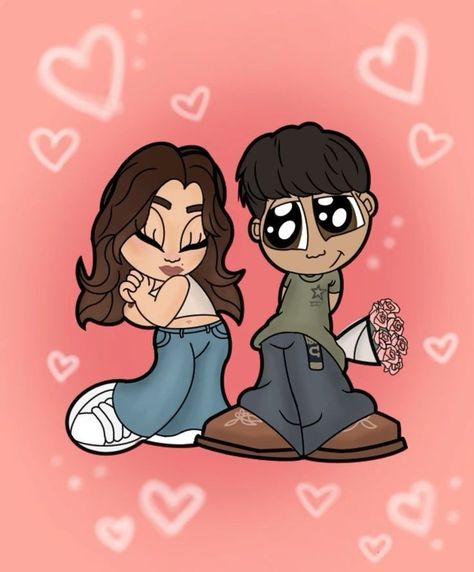 Chicano Couple Drawing Cartoon, Cholo Couple Drawing, Chicano Drawings Couples, Couple Cartoon Drawings, Boyfriend Drawings, Chicano Couple Drawing, Couple Painting Ideas Cartoon, Bf And Gf Cartoon Pics, Chicano Art Couple