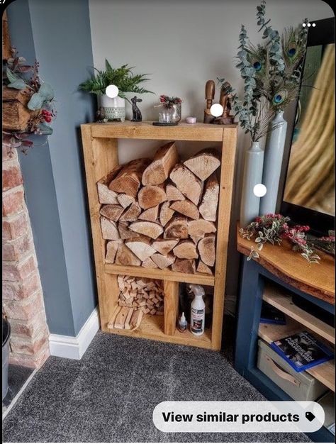 Log Store Indoor, Firewood Holder Indoor, Indoor Log Storage, Fire Wood Storage, Indoor Firewood Rack, Log Stores, Firewood Storage Indoor, Log Decor, Log Store