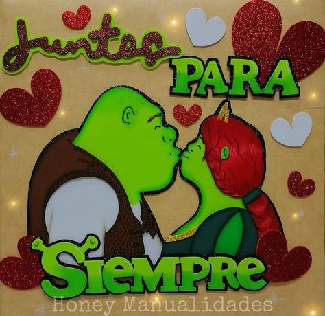 Pareja enamorada ogros pelicula foami shrek fiona enamorados san valentin Ideas Cartas, Bolo Fake, Shrek, Boyfriend Gifts, Valentines, Memes, Gifts, Valentine's Day