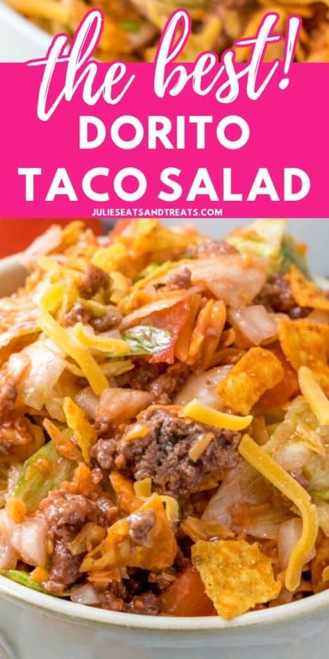 Doritos Taco Salad, Frito Taco Salad, Nacho Cheese Doritos, Dorito Taco Salad, Dorito Taco Salad Recipe, Dorito Taco, Easy Taco Salad Recipe, Taco Salad Doritos, Doritos Taco