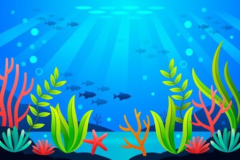 Fondo de pantalla bajo el mar para videoconferencia | Vector Premium Kids Crafts Masks, Under The Sea Images, Fishes In The Sea, Background For Video, Under The Sea Background, Spider Cartoon, Under The Sea Clipart, Unicorn Background, Koi Dragon