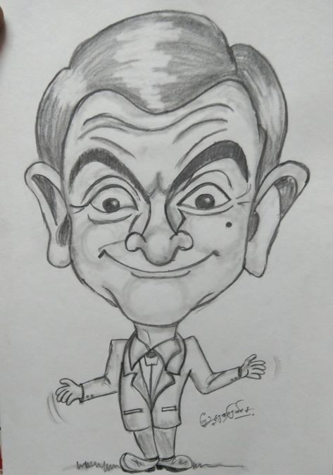 Karikatur Drawing Sketches, رسم كاريكاتير, Rowan Atkinson, Caricature Sketch, Pencil Sketch Images, Easy Doodles, Book Artwork, Funny Caricatures, Doodles Drawings