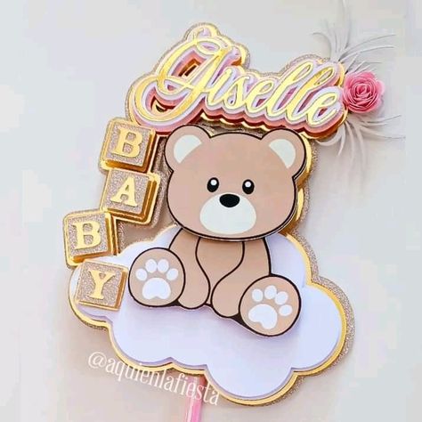 Cricut Cake Topper, Toper Cake, Baby Shower Topper, Cake Topper Ideas, Diy Cake Topper Birthday, Cricut Cake, Teddy Bear Party, 3d Cake Toppers, Handmade Cake Topper