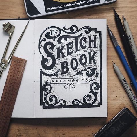 See this Instagram photo by @ilhamherry • 801 likes Calligraphy Cover Page, Sketchbook Cover Page Ideas, Sketchbook Cover Ideas Paint, Sketchbook Cover Page, Sketchbook Calligraphy, Urban Sketchbook, Gothic Calligraphy, Book Cover Page, Sketchbook Cover