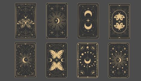 Tarot reverce border magic sacred cover card frame gold line border celelstial mystery esoteric decoration with moth stars and moon on dark background Wallpaper Night, Line Border, Card Frame, Sketchbook Inspo, Arts Ideas, Vintage Borders, Gold Line, Dark Background, Border Design