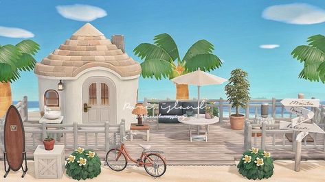 Houses By The Beach, Island Beach House, Animals Crossing, Animal Crossing Guide, Beach House Exterior, Animal Crossing Wild World, Island Theme, Animal Crossing Villagers, Tropical Animals