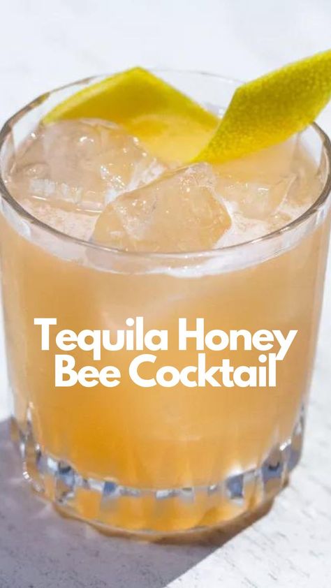 The Tequila Honey Bee is a sweet and refreshing cocktail that is perfect for the springtime. Made with tequila, honey, lemon juice, and a splash of soda water, this cocktail is simple yet delicious. The honey adds a natural sweetness that is balanced out by the tartness of the lemon juice. #TequilaHoneyBee Honey Tequila Drinks, Tequila Honey Bee Cocktail, Tequila Honey Bee, Ginger Tequila Cocktail, Tequila Ginger Ale Cocktails, Honey Margarita Recipe, Lemonade Tequila Cocktail, Lemon Tequila Cocktail, Signature Tequila Cocktail