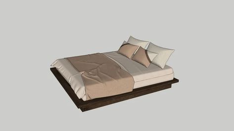 Bed-2 | 3D Warehouse King Size Bed Mattress, Bed Mattress Sizes, Wooden Wardrobe Design, Dreamscape Architecture, Home 3d, Apartment Floor Plans, Cama King, Wooden Wardrobe, Architectural Section