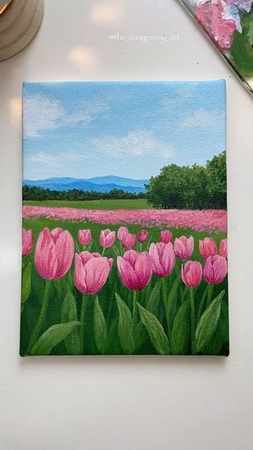 Canvas Art Painting Abstract, Fall Canvas Painting, Spring Snow, Tulip Painting, Diy Watercolor Painting, Canvas Painting Designs, Art Painting Gallery, Cute Paintings, Spring Painting