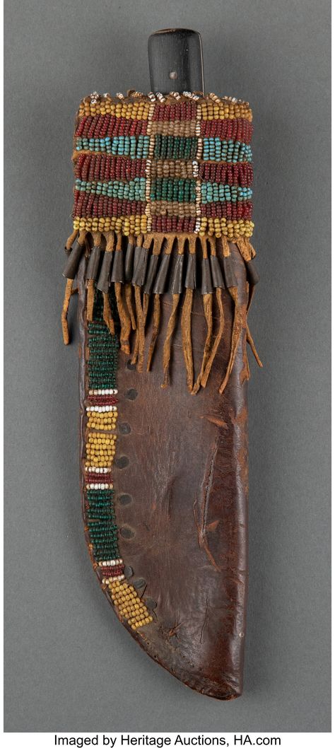 Cheyenne Arapaho, Leather Knife Sheath, Native American Artifacts, Case Knives, Native American Beadwork, American Indian Art, Knife Sheath, Bead Leather, Glass Seed Beads