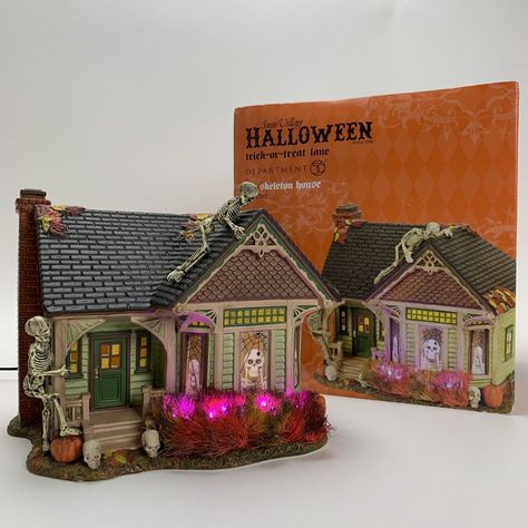 Dept 56 Halloween Village Display, Skeleton House, Christmas Village To Halloween, Dept 56 Halloween, Department 56 Harry Potter Village, Department 56 Halloween, Snow Village, The Skeleton, Dept 56