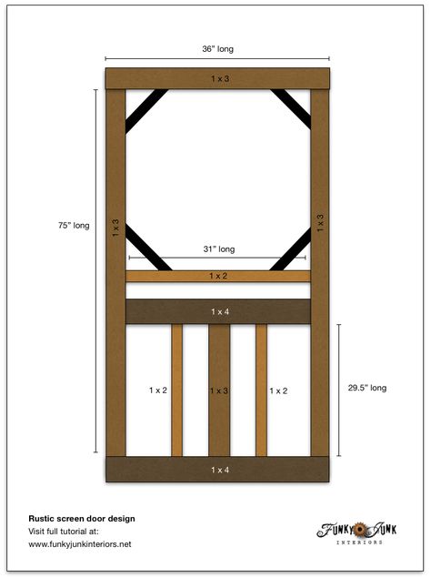 Learn how to build this charming rustic screen door from scratch! Features pet screen material, plus how to use a Kreg Jig. Click for full tutorial and video. #building #screendoor #curbappeal #frontdoors #kregjig Rustic Screen Door, Screen Door Design, Screen Door Ideas, Screen Door Projects, Cottage Build, Wood Screen Door, Wooden Screen Door, Washington House, House Awnings