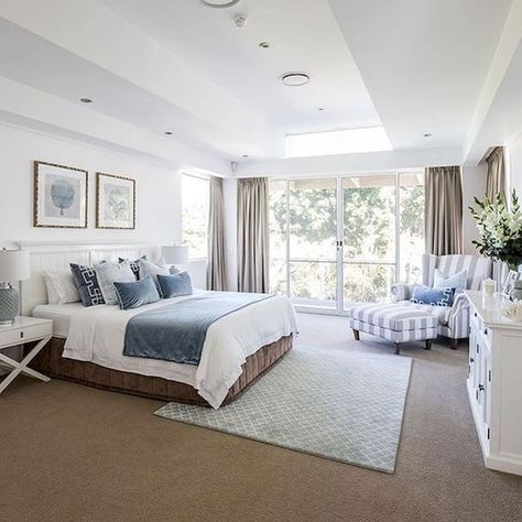 Bedrooms might be multi-functional but to get the best night's sleep you need balance, relaxing colors and it should be inviting. Here's how.. click here and read this post  . #bedroomdecor #decor #decorating #homedecor #paint #wallcolor #2019decor #bedroom Hamptons Style Bedrooms, Hamptons Bedroom, Styl Hampton, Coastal Bedrooms, Shared Bedrooms, Apartment Style, Master Bedrooms Decor, Remodel Bedroom, Bedroom Decoration