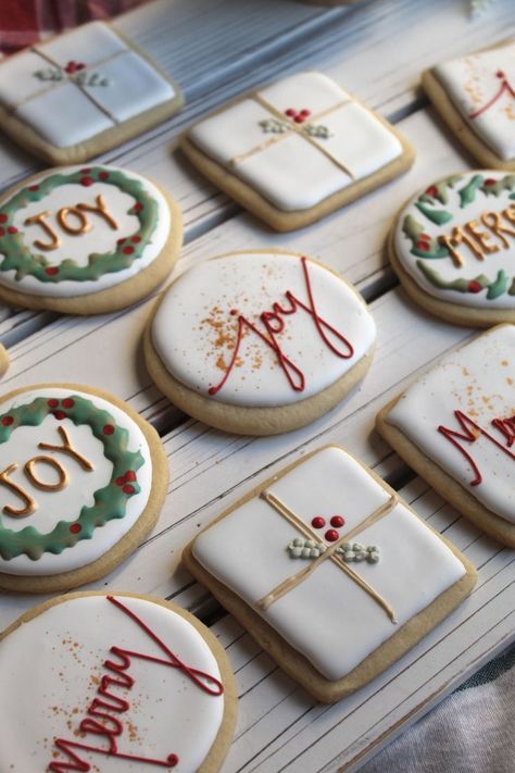 Christmas Cookies-Holiday Cookies-Farmhouse Cookies-Farmhouse Christmas-Joy-Merry-Merry & Bright-Christmas Sugar Cookies-Teacher Gifts-Sweet Christmas Sugar Cookie Designs, Iced Christmas Cookies, Holiday Cookies Decorated, Christmas Sugar Cookies Decorated, Gingerbread Cookies Decorated, Christmas Cookies Gift, Merry Christmas Baby, Christmas Biscuits, Sugar Cookie Designs