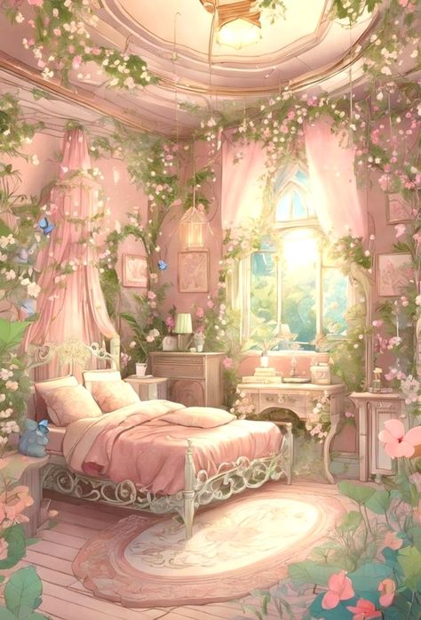 Fairy Aesthetic Bedroom, Anime Rooms, Princess Room Decor, Fairycore Room, Fairy Bedroom, Dreamy Decor, Fantasy Bedroom, Fantasy Rooms, Themed Decorations