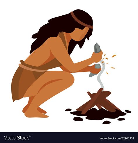 Fire Sketch, Stone Age People, Stone Age Man, Stone Age Art, Fire Drawing, Best Friends Cartoon, Age Photos, Meaningful Drawings, Fire And Stone