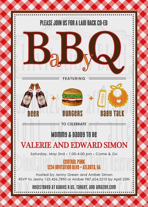 Babyque Shower, Babyq Shower, Barbecue Baby Shower, Baby Q Invitations, Coed Baby Shower Invitations, Baby Bbq, Bbq Baby Shower, Baby Q Shower, Baby Shower Invitation Wording