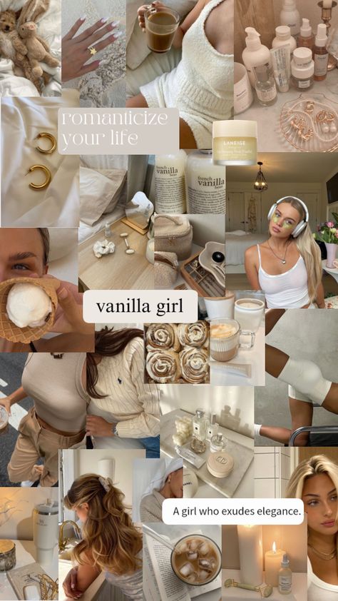 #vanillagirl #vanillagirlasthetic #vanilla #vanillagirls #vanillaesthetic #cleangirl Vision Board Collage, Aesthetic Era, Baby Pink Aesthetic, Cream Aesthetic, Body Workout At Home, Vanilla Girl, Healthy Lifestyle Inspiration, Great Tattoos, Life Improvement