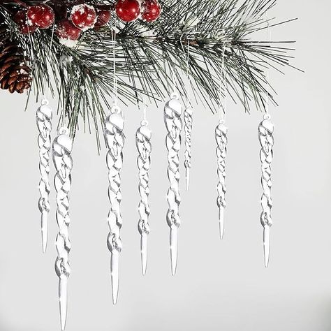 Amazon.com: 24 Pieces Icicle Ornaments Clear Twisted Icicle Christmas Tree Decorations Acrylic White Artificial Winter Hanging Decor for Christmas Tree Home Festival Decorations, 4 Sizes : Home & Kitchen A Christmas Story Party, Icicle Christmas Tree, Christmas Tree Decorations Items, Decor For Christmas Tree, Decorations Items, Xmas Home Decor, Icicle Ornaments, Tree House Decor, Christmas Tree Set